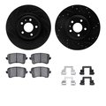 Dynamic Friction Co 8512-73089, Rotors-Drilled and Slotted-Black w/ 5000 Advanced Brake Pads incl. Hardware, Zinc Coated 8512-73089